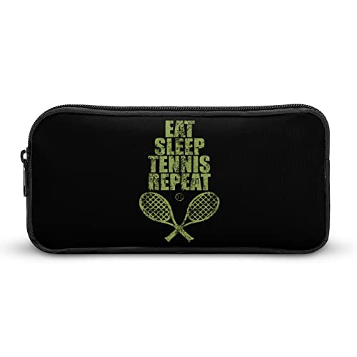 FJQWKLF Bedrucktes Federmäppchen mit Aufschrift „Eat Sleep Tennis Repeat“, Stiftetasche, Halter, Schreibwarenbox, Make-up-Organizer, Aufbewahrungstasche von FJQWKLF