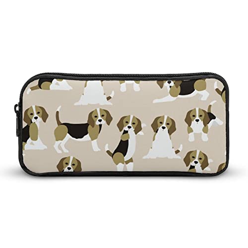 FJQWKLF Bedrucktes Federmäppchen mit Beagle-Hund, Stifthalter, Schreibwarenbox, Make-up-Organizer, Aufbewahrungstasche von FJQWKLF