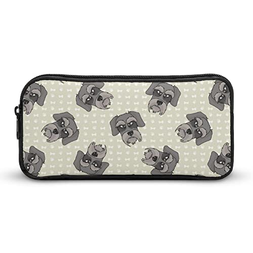 FJQWKLF Bedrucktes Federmäppchen mit Schnauzer-Hunden-Motiv, Stifthalter, Schreibwarenbox, Make-up-Organizer, Aufbewahrungstasche von FJQWKLF