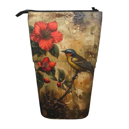 FJQWKLF Bleistift-Teleskopetui mit Blumen- und Vogel-Kunstdruck, multifunktionale Aufbewahrungstasche für Schreibwaren, Box für Bürobedarf FJQWKLF Bleistift-Teleskopetui mit Blumen- und Vogel-Kunstdruck, multifunktionale Aufbewahrungstasche für Schreibwaren, Box für Bürobedarf von FJQWKLF