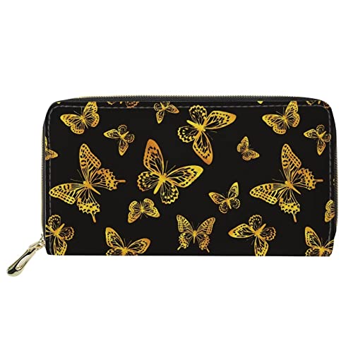 FJQWKLF Bling Butterfly Print Frauen Lange Brieftasche Leder Clutch wasserdichte Geldbörse Reißverschlusstasche für Reiseeinkäufe von FJQWKLF