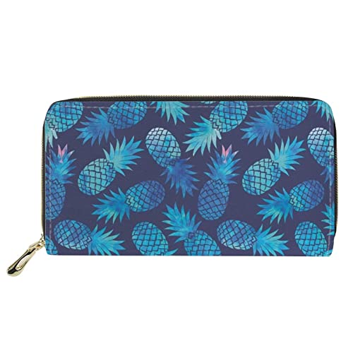 FJQWKLF Blue Pine Wallet Damen Damen Leder Geldbörse Geldbörse mit Reißverschluss Große Kapazität Lange Geldbörse Telefon Kartenhalter Clutch Kapazität Tasche für Mädchen von FJQWKLF
