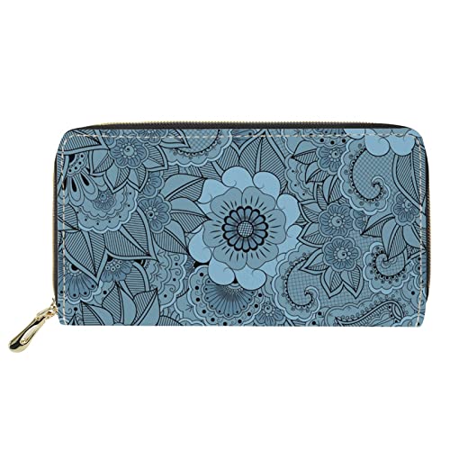 FJQWKLF Boho Madala Print PU-Leder Kreditkarten-Organzier-Etui für Damen, Reißverschluss um Cluth Reise-Geldbörse Telefon Schlüsseltelefon von FJQWKLF