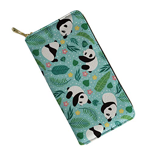 FJQWKLF Casual Pu Long Wallet 3D Panda Printed Zip Around Wallet Hand Phone Clutch Travel Card Holder Purse von FJQWKLF