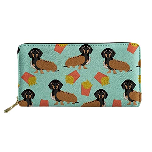 FJQWKLF Dackel Hund Damen Geldbörse Reißverschluss um Clutch Damen Reise Geldbörse Dackel4 von FJQWKLF