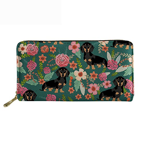 FJQWKLF Dackel Hund Damen Geldbörse Reißverschluss um Clutch Damen Reise Geldbörse Dackel5 von FJQWKLF