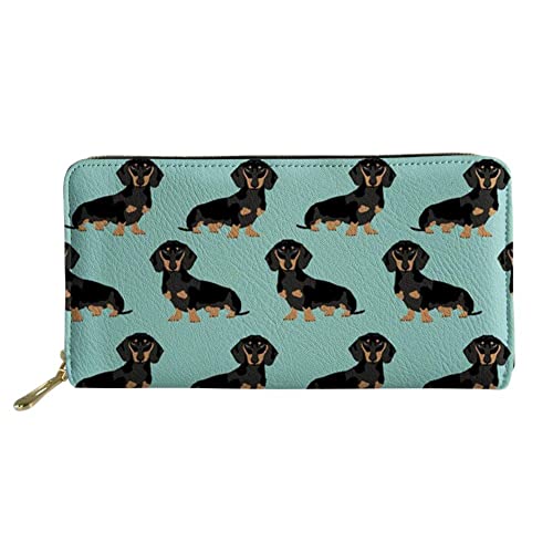 FJQWKLF Dackel Hund Damen Geldbörse Reißverschluss um Clutch Damen Reise Geldbörse Dackel6 von FJQWKLF