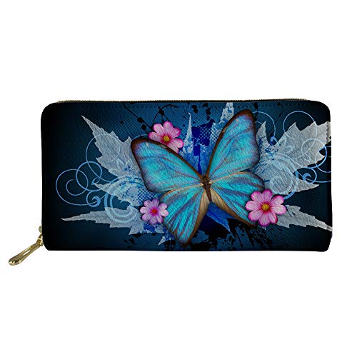 FJQWKLF Dackel Hund Damen Geldbörse Reißverschluss um Clutch Damen Reise Geldbörse Schmetterling von FJQWKLF