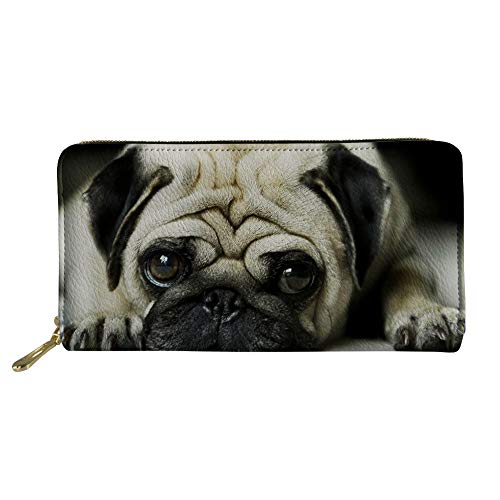 FJQWKLF Dackel-Hund-Frauen-Brieftasche mit Reißverschluss um die Clutch Damen-Reise-Geldbörse Pugs #1 von FJQWKLF