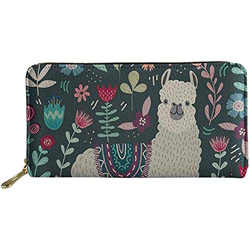 FJQWKLF Dackel Hund Frauen Geldbörse Zip Around Clutch Damen Reise Geldbörse Aplaca-Blume- von FJQWKLF