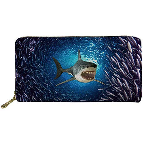 FJQWKLF Dackel Hund Frauen Geldbörse Zip Around Clutch Damen Reise Geldbörse Shark von FJQWKLF