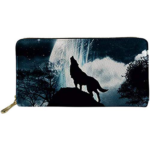 FJQWKLF Dackel Hund Frauen Geldbörse Zip Around Clutch Damen Reise Geldbörse Wolf- von FJQWKLF