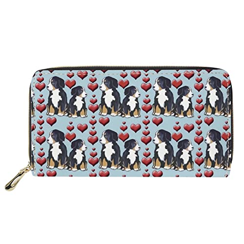 FJQWKLF Damen Geldbörse Paar Mops Herz Print Kartenetui Handytasche Niedliches Tier Design Geldbörse von FJQWKLF