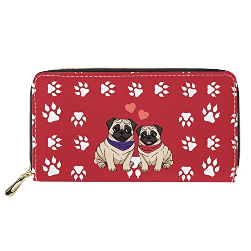 FJQWKLF Damen Geldbörse Reißverschluss um niedlichen Mops Liebhaber Muster Leder Kartenetui Valentinstagsgeschenk FJQWKLF Damen Geldbörse Reißverschluss um niedlichen Mops Liebhaber Muster Leder Kartenetui Valentinstagsgeschenk von FJQWKLF