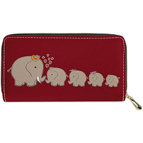 FJQWKLF Damen-Geldbörse mit niedlichem Cartoon-Elefantendruck, Lange Leder-Clutch-Tasche mit Kartenfächern, Outdoor-Reisen, tragbar, Reißverschluss-Geldbörsen, rot FJQWKLF Damen-Geldbörse mit niedlichem Cartoon-Elefantendruck, Lange Leder-Clutch-Tasche mit Kartenfächern, Outdoor-Reisen, tragbar, Reißverschluss-Geldbörsen, rot von FJQWKLF