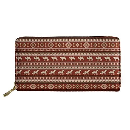 FJQWKLF Damen Herren Vintage PU Leder Brieftasche Kreditkartenetui Braun Aztec Tribal Design von FJQWKLF