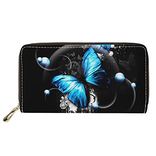 FJQWKLF Damen Leder Geldbörsen RFID blockierende Kupplung Kartenhalter Blau Schmetterling Design Damen Reißverschlusstasche FJQWKLF Damen Leder Geldbörsen RFID blockierende Kupplung Kartenhalter Blau Schmetterling Design Damen Reißverschlusstasche von FJQWKLF
