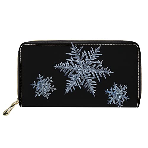 FJQWKLF Damen Reise Geldbörse Casual Handtaschen Crystal Snowflake Print RFID Blocking Wallet Clutch Organizer von FJQWKLF