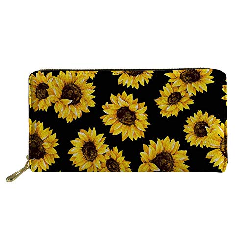 FJQWKLF Damen-Reißverschluss-Clutch Lange Geldbörse Multi-Kartenhalter Organier Geldbörse Handtaschen Sonnenblume 1 von FJQWKLF