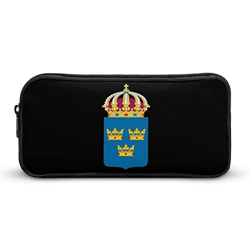 FJQWKLF Federmäppchen mit Aufschrift „Coat Arms of Sweden“, Bedruckt, Stiftetasche, Halter, Schreibwarenbox, Make-up-Organizer, Aufbewahrungstasche von FJQWKLF