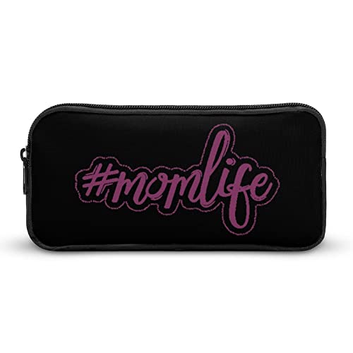 FJQWKLF Federmäppchen mit Aufschrift „Mom Life“, Bedruckt, Stiftetasche, Halter, Schreibwarenbox, Make-up-Organizer, Aufbewahrungstasche von FJQWKLF