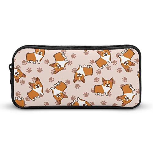 FJQWKLF Federmäppchen mit Cartoon-Corgis-Motiv, Bedruckt, Stifttasche, Halter, Schreibwarenbox, Make-up-Organizer, Aufbewahrungstasche von FJQWKLF