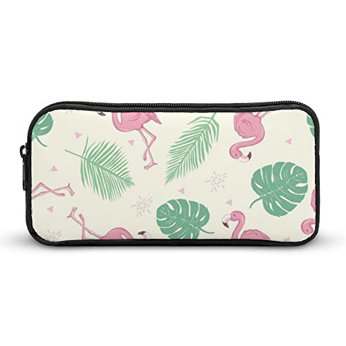 FJQWKLF Federmäppchen mit Flamingo- und Blatt-Motiv, Stifteetui, Stifthalter, Schreibwaren-Box, Make-up-Organizer, Aufbewahrungstasche von FJQWKLF