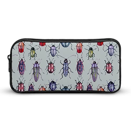 FJQWKLF Federmäppchen mit Käfer-Insekten-Motiv, Bedruckt, Stiftetasche, Halter, Schreibwarenbox, Make-up-Organizer, Aufbewahrungstasche von FJQWKLF