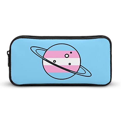 FJQWKLF Federmäppchen mit Transgender-Flagge, Planet, Bedruckt, Stiftetasche, Halter, Schreibwarenbox, Make-up-Organizer, Aufbewahrungstasche von FJQWKLF