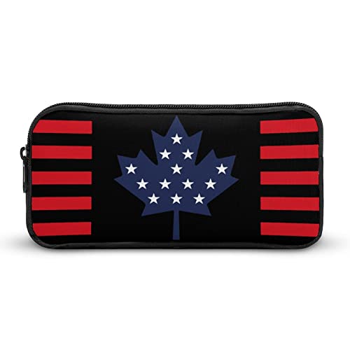 FJQWKLF Federmäppchen mit USA-Kanada-Flagge, Bedruckt, Stiftetasche, Halter, Schreibwarenbox, Make-up-Organizer, Aufbewahrungstasche von FJQWKLF