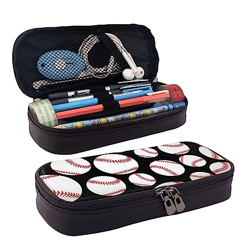 FJQWKLF Federmäppchen mit großem Fassungsvermögen, Markierungsstift-Bleistifttasche, Schreibwarentasche, Stifthalter, kompatibel mit Baseballs mit schwarzen weißen Punkten für das Büro, das College von FJQWKLF