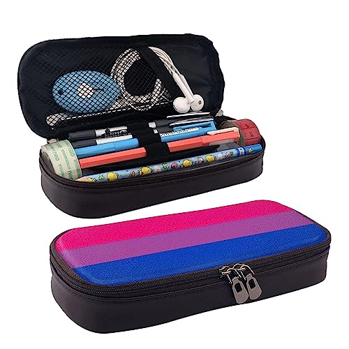 FJQWKLF Federmäppchen mit großem Fassungsvermögen, Markierungsstift-Bleistifttasche, Schreibwarentasche, Stifthalter, kompatibel mit Bisexual Pride Flag Stripes für das Büro, das College von FJQWKLF