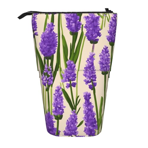 FJQWKLF Federmäppchen zum Aufstellen mit Lavendel-Stempel-Aufdruck, Pop-Up-Stiftetasche, Teleskop-Federmäppchen, Stifthalter, Schreibwarenetui, Schminktasche FJQWKLF Federmäppchen zum Aufstellen mit Lavendel-Stempel-Aufdruck, Pop-Up-Stiftetasche, Teleskop-Federmäppchen, Stifthalter, Schreibwarenetui, Schminktasche von FJQWKLF