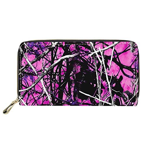 FJQWKLF Frauen Mädchen Leder Geldbörsen Lange Geldbörse Reißverschluss Clutch Bag Kartenhalter Organizer Camo Prints von FJQWKLF