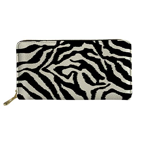 FJQWKLF Frauen Mädchen Leder Geldbörsen Lange Geldbörse Reißverschluss Clutch Bag Kartenhalter Organizer Zebra Print von FJQWKLF