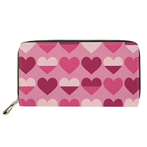 FJQWKLF Frauen Sweet Heart Design Reißverschluss um Geldbörse Große Kapazität Reise Geldbörse Handtasche Handy Kupplung Kartenhalter Fall von FJQWKLF