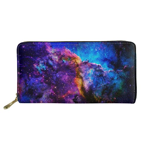 FJQWKLF Galaxy Design Reißverschluss Damen Lange Geldbörse, Hand Geld Schlüssel Handytasche Teenager Cluth PU Leder Hangbag für Arbeit Outdoor Shopping von FJQWKLF