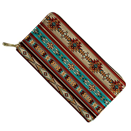 FJQWKLF Geldbörse aus Leder, Münzgeldbörse, Kosmetiktasche, Make-up-Tasche, Handy-Geldbörse, RFID-Blockierung, Reißverschlusstasche, Brieftasche, Kartenetui, abstrakt geometrisch von FJQWKLF