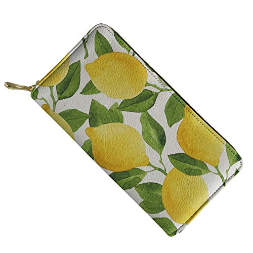FJQWKLF Geldbörse aus Leder, Münzgeldbörse, Kosmetiktasche, Make-up-Tasche, Handy-Geldbörse, RFID-Blockierung, Reißverschlusstasche, Geldbörse, Kartenetui, Zitrone von FJQWKLF