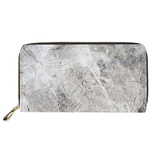 FJQWKLF Geldbörse mit Marmordruck für Damen und Herren, Mode, Reise, Geldbörse, Reißverschluss, Handytasche, grau von FJQWKLF