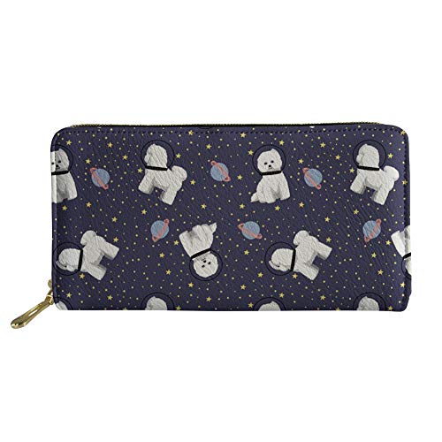 FJQWKLF Geldbörse mit Reißverschluss für Mädchen, multifunktionale Münzklammer, Damen-Kartenhalter, Geldbörse mit Blumen-Welpen-Druck von FJQWKLF