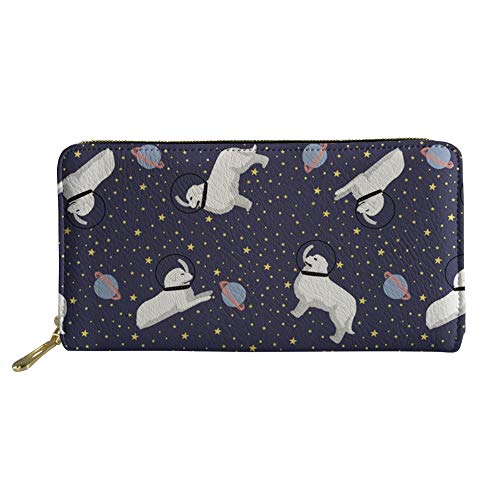 FJQWKLF Geldbörse mit Reißverschluss für Mädchen, multifunktionale Münzklammer, Damen-Kartenhalter, Geldbörse mit Blumen-Welpen-Druck von FJQWKLF