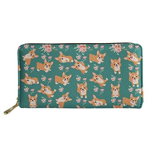 FJQWKLF Geldbörsen für Frauen Mädchen RFID-Blockierung Reißverschluss Kartenhalter Geldbörse Cartoon Corgi Blumendruck Lady Fashion Geldbörse FJQWKLF Geldbörsen für Frauen Mädchen RFID-Blockierung Reißverschluss Kartenhalter Geldbörse Cartoon Corgi Blumendruck Lady Fashion Geldbörse von FJQWKLF