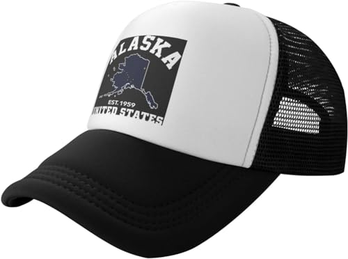 FJQWKLF Hut Alaska Est 1959 Patriotische Flagge Trucker Hut Baseball Kappe Männer Frauen Cowboy Hut Golf Papa Kappe Angeln Hut von FJQWKLF
