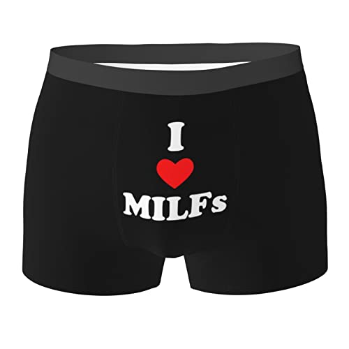 FJQWKLF I Love Milfs Gifts Schwarze Boxershorts für Herren, atmungsaktive Unterwäsche für Männer von FJQWKLF
