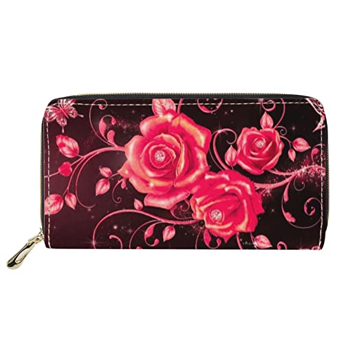 FJQWKLF Lässige Handtaschen Rote Rose Blumenmuster Lange Damen Geldbörse Geldbörse Kartenhalter PU Leder Clutch Geldtasche FJQWKLF Lässige Handtaschen Rote Rose Blumenmuster Lange Damen Geldbörse Geldbörse Kartenhalter PU Leder Clutch Geldtasche von FJQWKLF