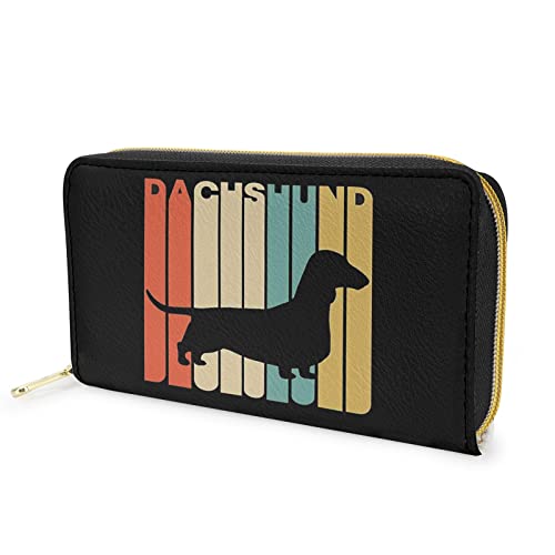 FJQWKLF Lange Brieftasche mit Dackeldruck, PU-Lederhandtasche, lässige Mode-Geldbörse, Kreditkartenhalter für Frauen, Reise-Shopping-Handytasche von FJQWKLF