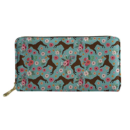 FJQWKLF Lange Geldbörse mit Zwergpinscher-Print, PU-Leder-Clutch-Tasche, weiche, leichte Geldbörse mit Reißverschluss für Damen von FJQWKLF