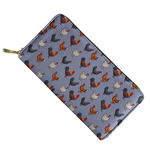 FJQWKLF Leder Geldbörse Geldbörse Kosmetik Make-up Tasche Handy Geldbörse Tasche RFID blockierende Reißverschlusstasche Brieftasche Kartenetui Huhn von FJQWKLF