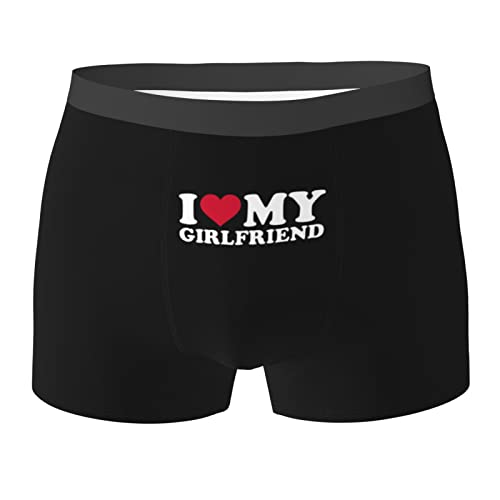 FJQWKLF Lustige Boxershorts mit Aufschrift „I Love My Girlfriend mit Herzmotiv, schwarz, Stretch-Unterwäsche für Männer von FJQWKLF